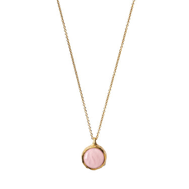 Organic Charm Med Rosa Quartz - Forgyldt Messing