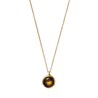 Organic Charm Med Tiger Eye - Forgyldt Messing