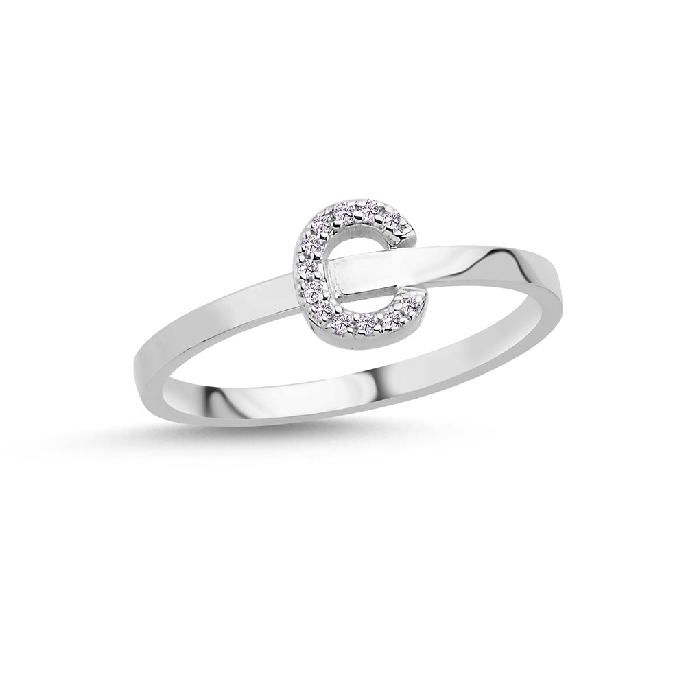 Bogstav ring C m Pavé 12 x 0,005ct. W-si 7mm - 14kt. Hvidgu