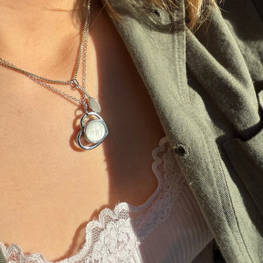 Heart Charm Med Perlemor - Stål