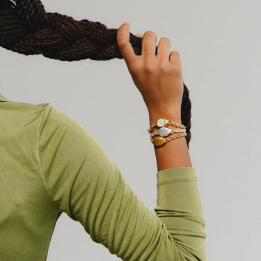 Signet Armbånd Med Perlemor - Forgyldt Stål