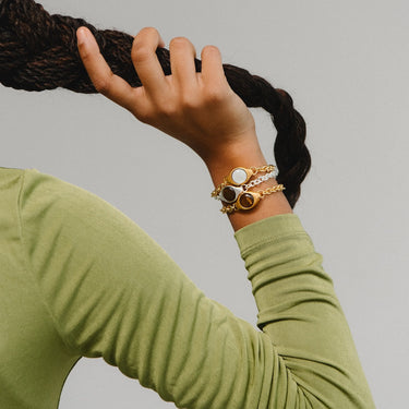 Signet Armbånd Med Tiger Eye - Forgyldt Stål