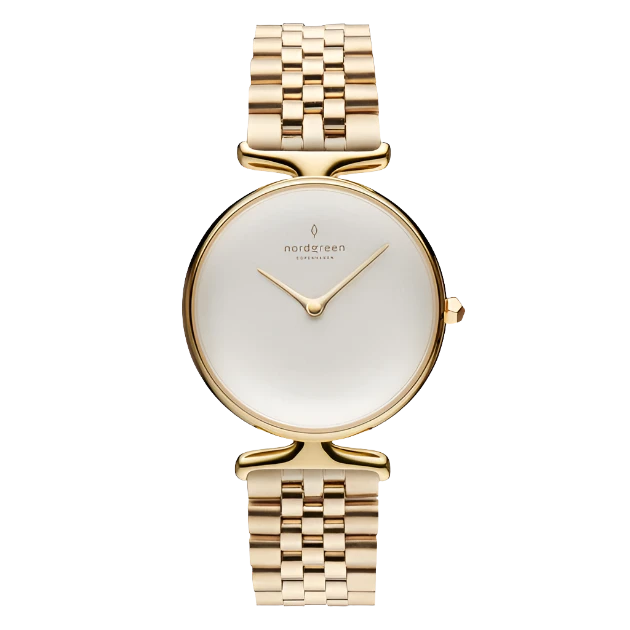 Unika // 32mm // Gold // Gold 5-link // White Dial fra Nordgreen