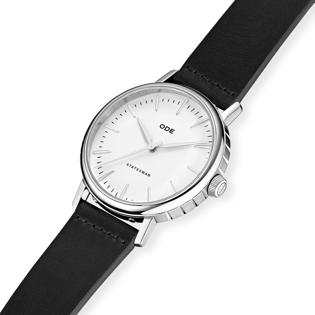 The Statesman - White Dial with Black Strap fra ODE