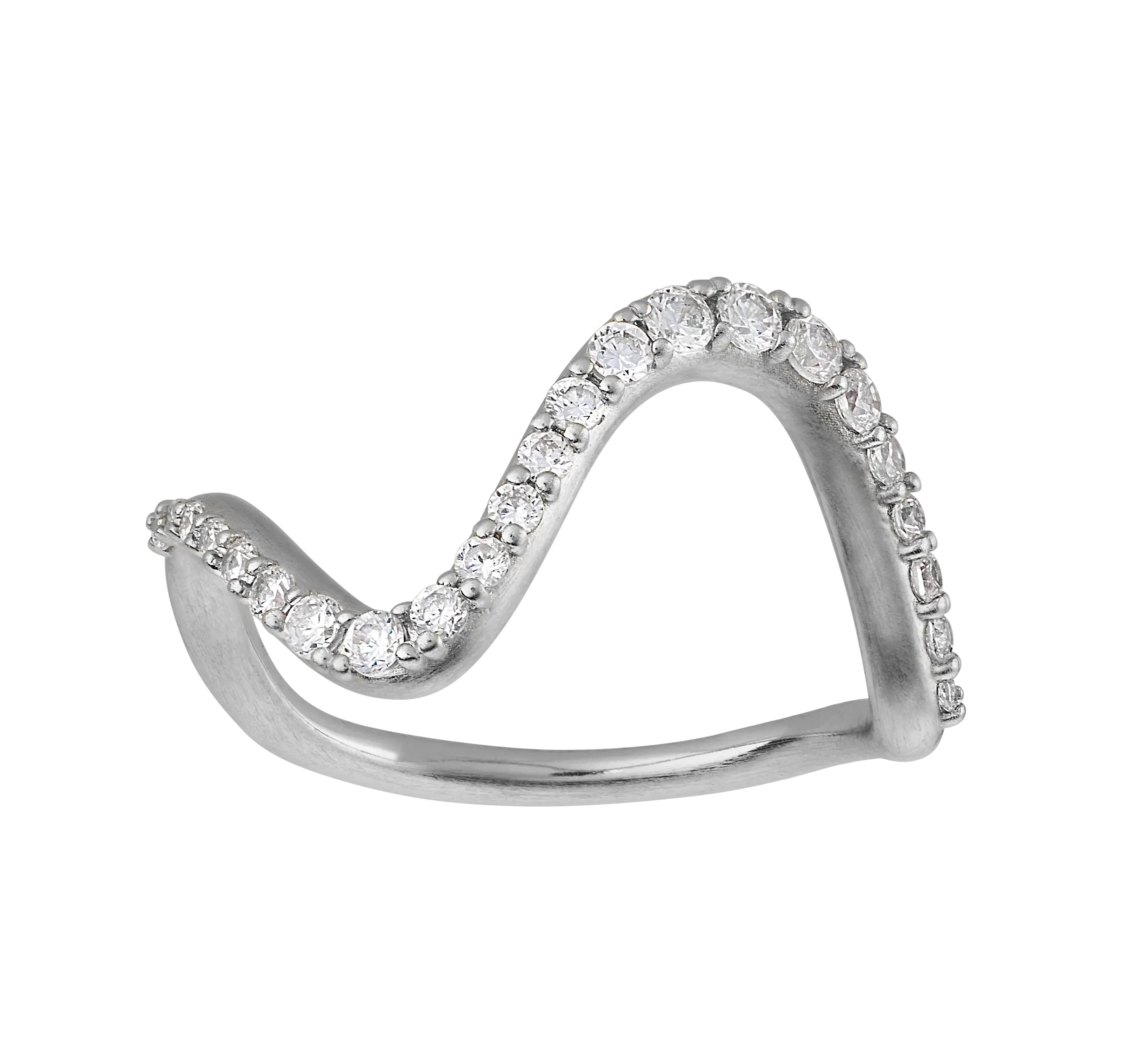 Wave Large Sparkle ring - Sølv fra Bybiehl