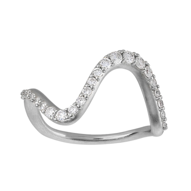 Wave Large Sparkle ring - Sølv fra Bybiehl