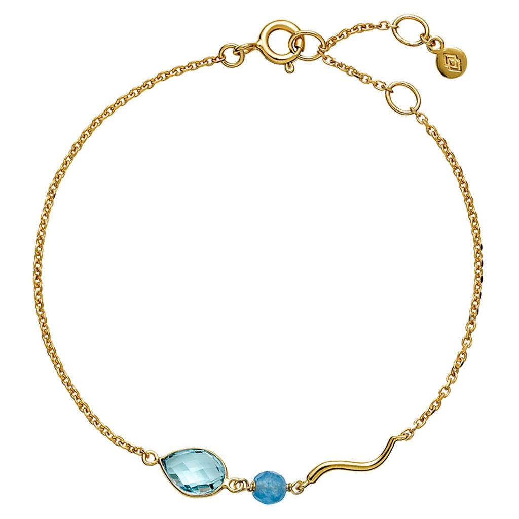 Marie armbånd med aqua calcedon - Forgyldt