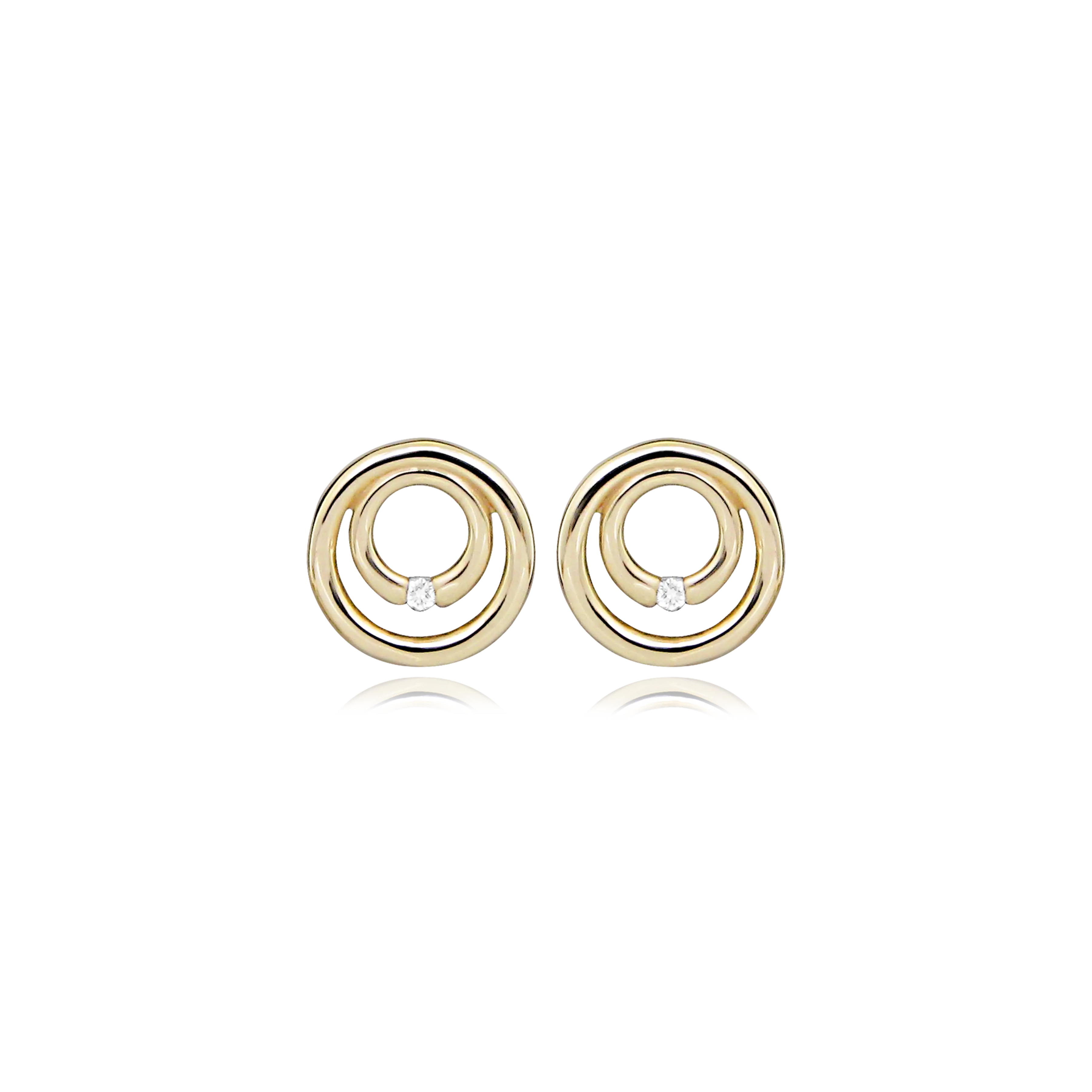 Duo Circle  ørestikker - 8 kt. Guld fra Gold Essentials by Plaza