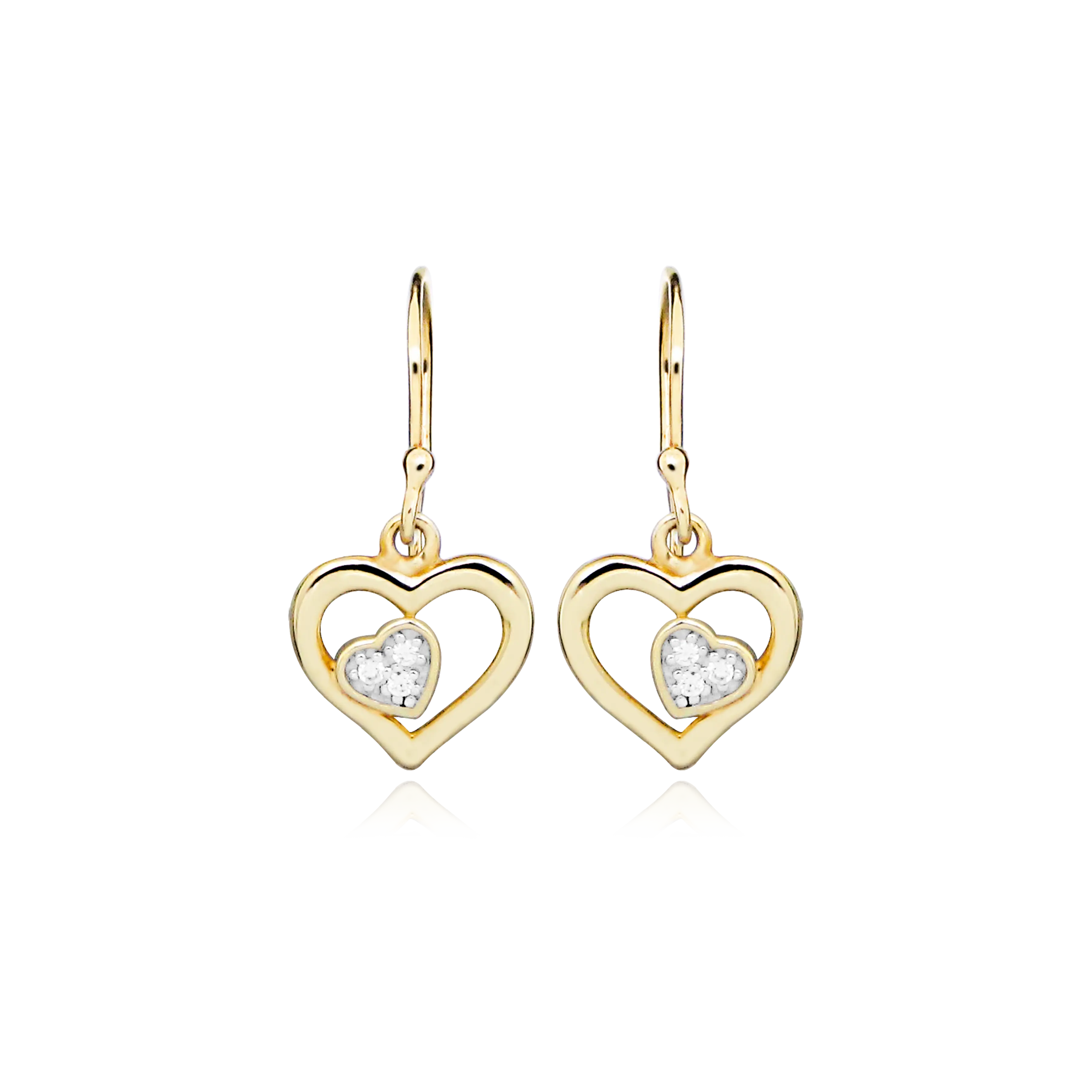 Twin Heart øreringe - 8 kt. Guld fra Gold Essentials by Plaza