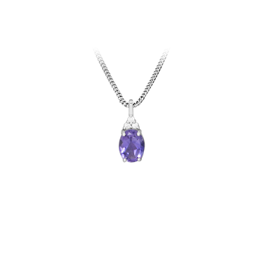 Amethyst Drop Halskæde - Sølv fra Silver Essentials by Plaza