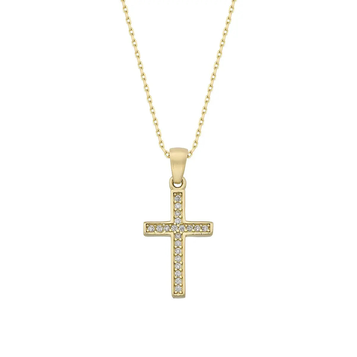 Cross sparkle halskæde - 8 kt. fra Gold Essentials by Plaza