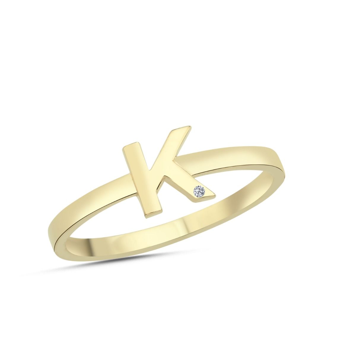 Bogstav Ring K m. 1 x 0,005ct. W-si 7mm -14kt. Guld fra Nuran