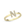 Bogstav ring N m Pavé 17 x 0,005ct. W-si 7mm - 14kt. Guld fra Nuran