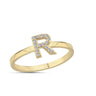 Bogstav ring R m Pavé 16 x 0,005ct. W-si 7mm - 14kt. Guld fra Nuran