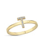 Bogstav ring T m Pavé 9 x 0,005ct. W-si 7mm - 14kt. Guld fra Nuran
