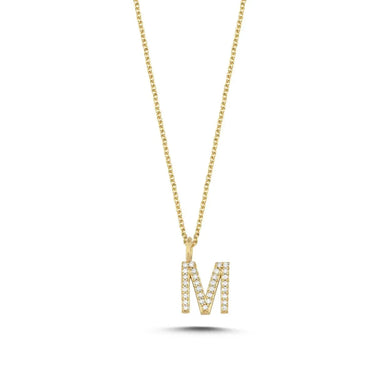 Bogstavvedhæng M m. 31 x 0,005 ct. W/SI 9,5 mm. - 14 kt. Guld fra Nuran