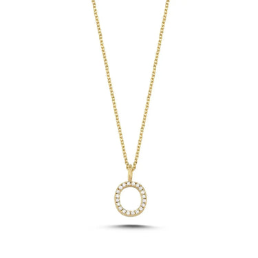 Bogstavvedhæng O m. 20 x 0,005 ct. W/SI 9,5 mm. - 14 kt. Guld fra Nuran