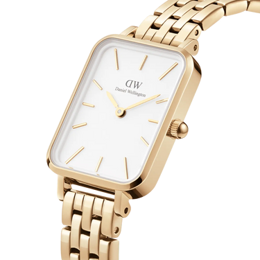 Quadro 5-Link Evergold 20x26 mm - Guld/Hvid fra Daniel Wellington