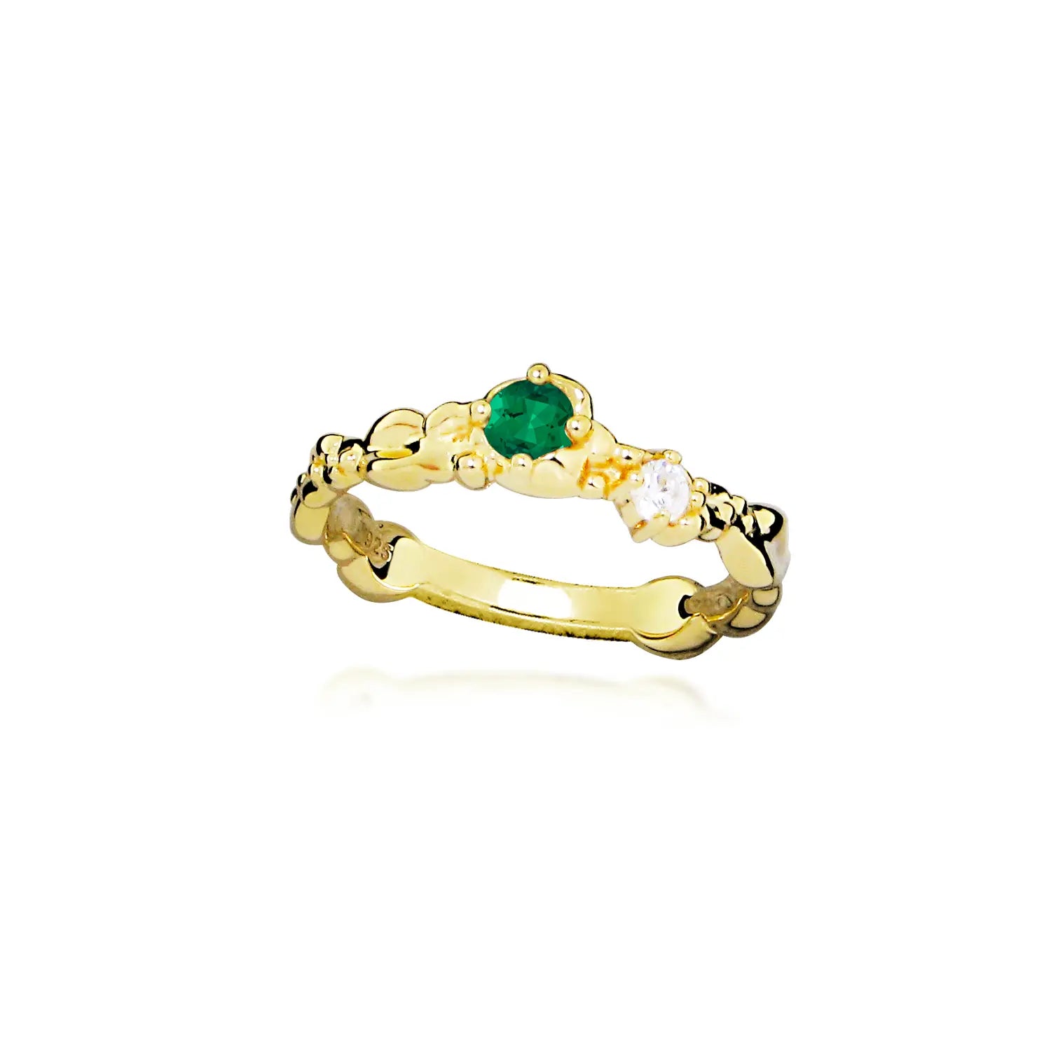 Green rainbow ring - 8 kt. fra Gold Essentials by Plaza