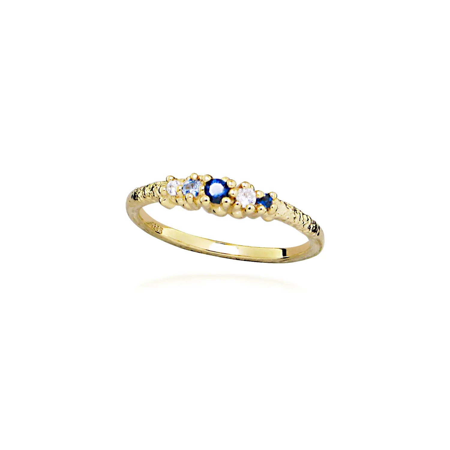 Blue rainbow ring - 8 kt. fra Gold Essentials by Plaza