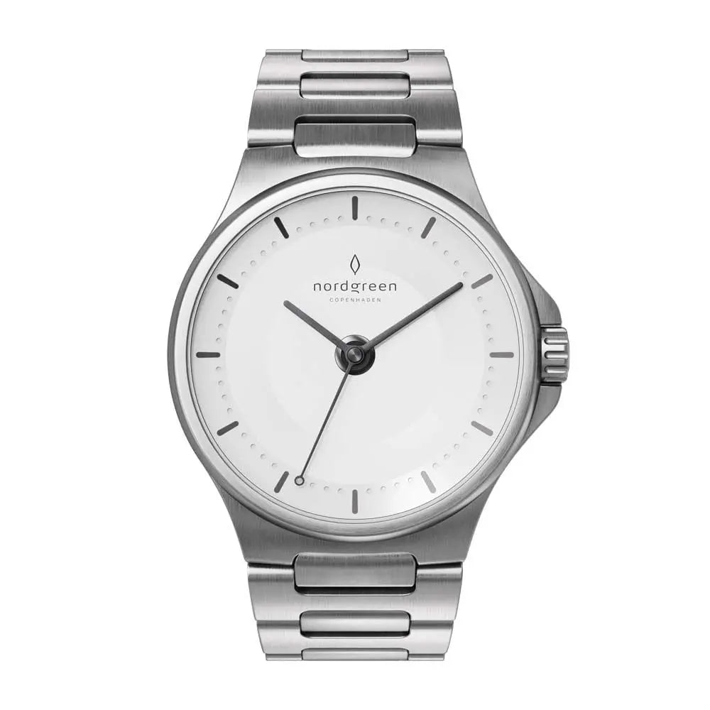 Guardian // 36mm // Brushed Silver // H-Link // White Dial fra Nordgreen