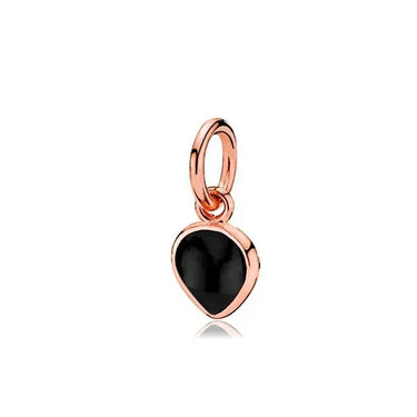 Vedhæng dråbe med black onyx fluorit - Rosa forgyldt fra Izabel Camille