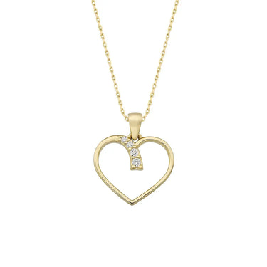 Zircon heart halskæde - 8 kt. fra Gold Essentials by Plaza