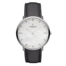 NativeR // 28mm // Silver // Black Leather // Mother of Pear fra Nordgreen