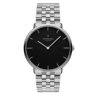 NativeR // 40mm // Silver // Silver 5-Link // Black Dial fra Nordgreen