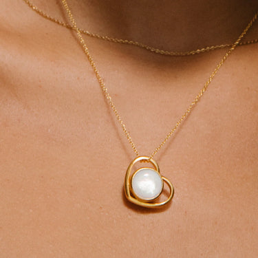 Heart Charm Med Perlemor - Forgyldt Stål