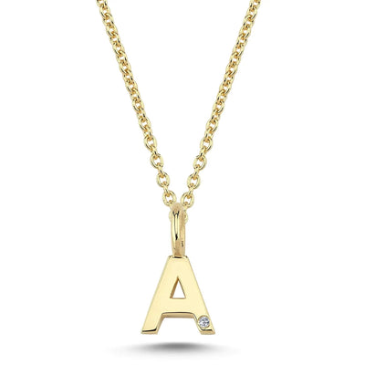 Bogstavvedhæng A m. 1 x 0,005 ct. W/SI 6,5 mm. - 14 kt. Guld fra Nuran