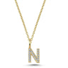 Bogstavvedhæng N m. 17 x 0,005 ct. W/SI 6,5 mm. - 14 kt. Guld fra Nuran