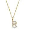 Bogstavvedhæng R m. 12 x 0,005 ct. W/SI 6,5 mm. - 14 kt. Guld fra Nuran